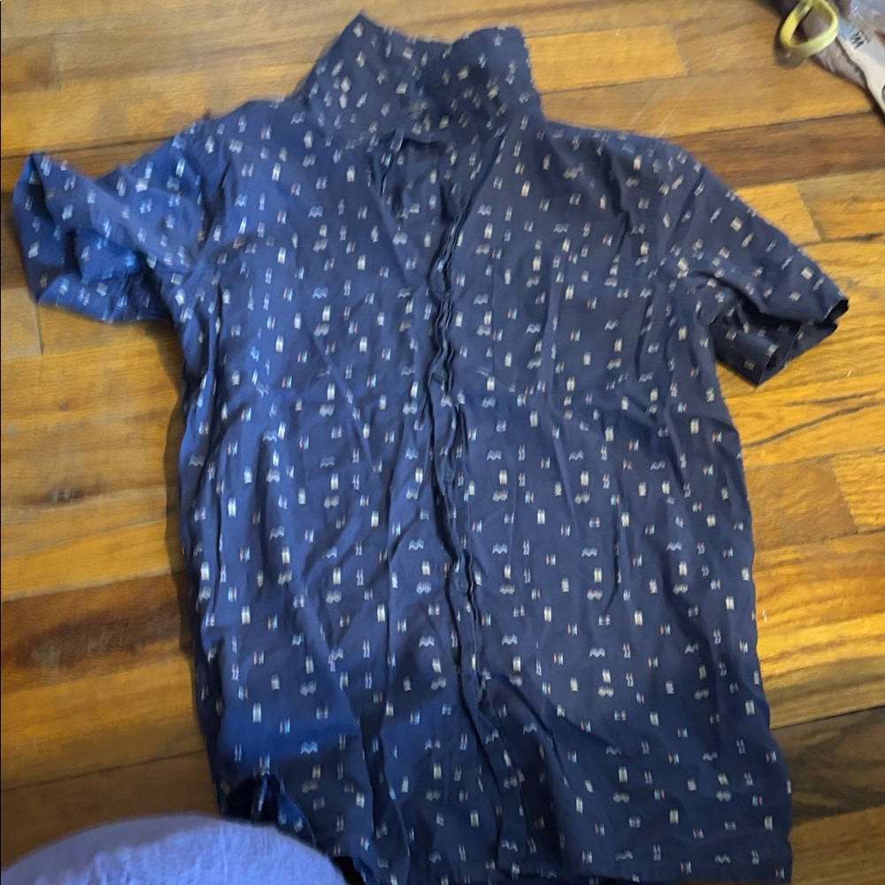 Men's Navy Blue Patterned Shirt